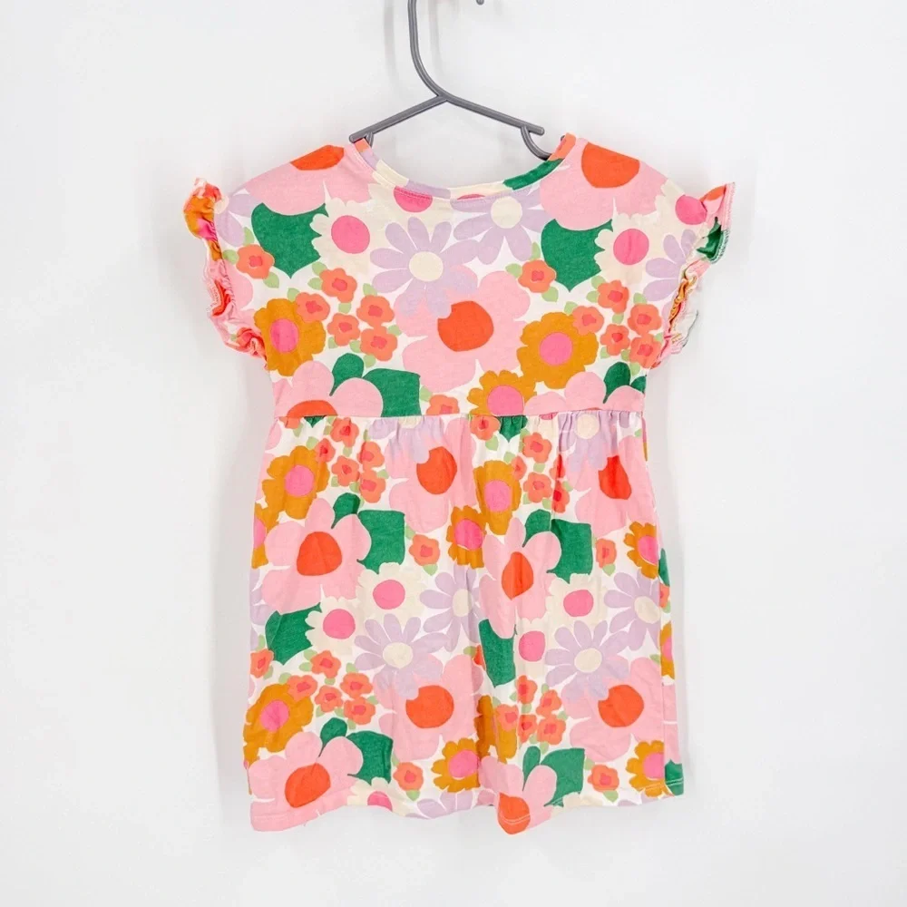 Old Navy Orange Pink Sundress Flutter Sleeve Casual